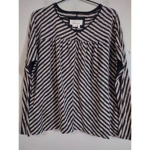 By Anthropologie Pilar black and gray Striped Burnout Top Shirt Boho Sz XS